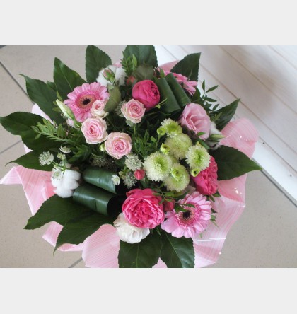 Bouquet rond BLANC ROSE