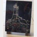 Plaque granit noir motif phare