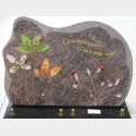 Plaque en granit motif coccinelles et fleurs